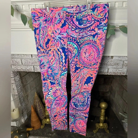 Lilly Pulitzer Kelly Ankle Pants size 8 drop me a lime print - Picture 1 of 3